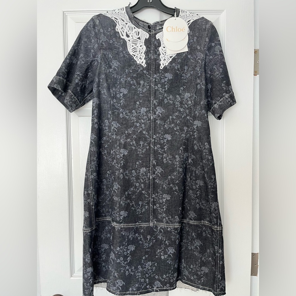 Chloé Black & White Lace-Collar Dress - Picture 2 of 6